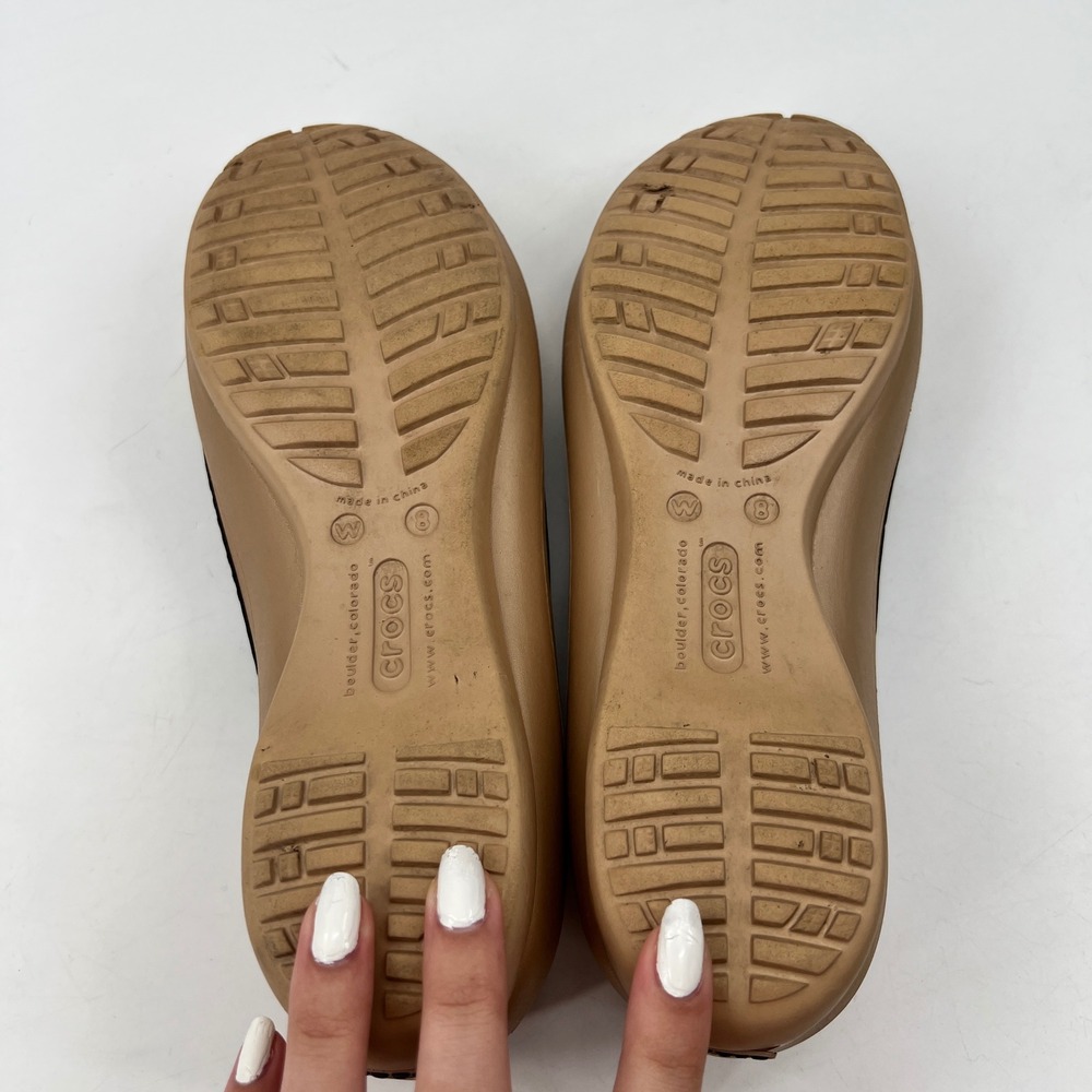 Crocs Olivia Ballet Flat Women 8 Tan Brown Bow Croslite Comfortable Slip On - Picture 9 of 10